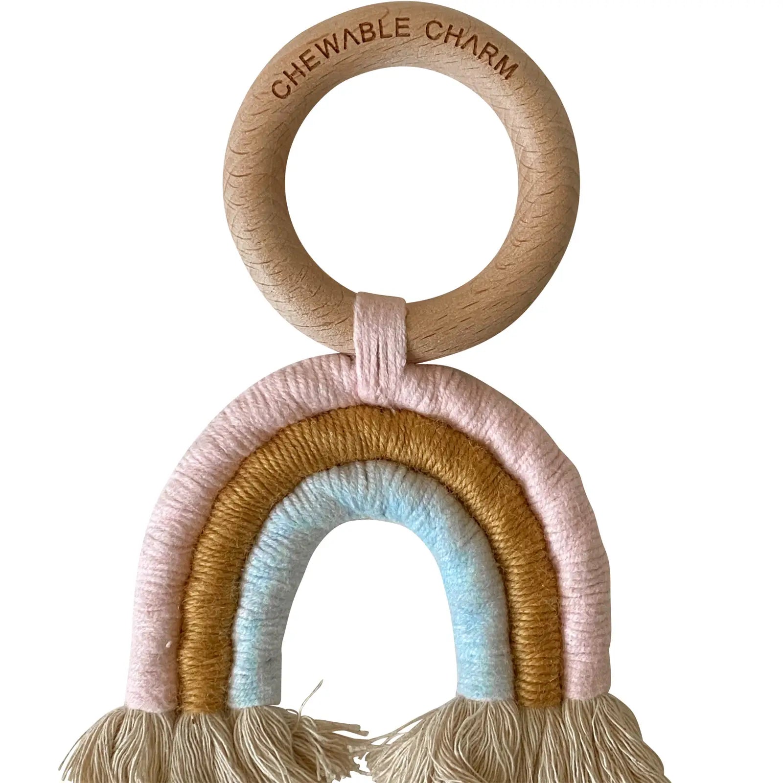 Rainbow Macrame Teether | Ballet Pink + Sky