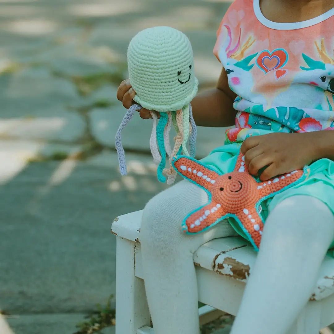 Organic Crocheted Rattle Toy | Jellyfish