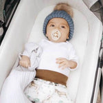 Load image into Gallery viewer, Slate Blue Pop Hand Knit Pom Pom Beanie Hat
