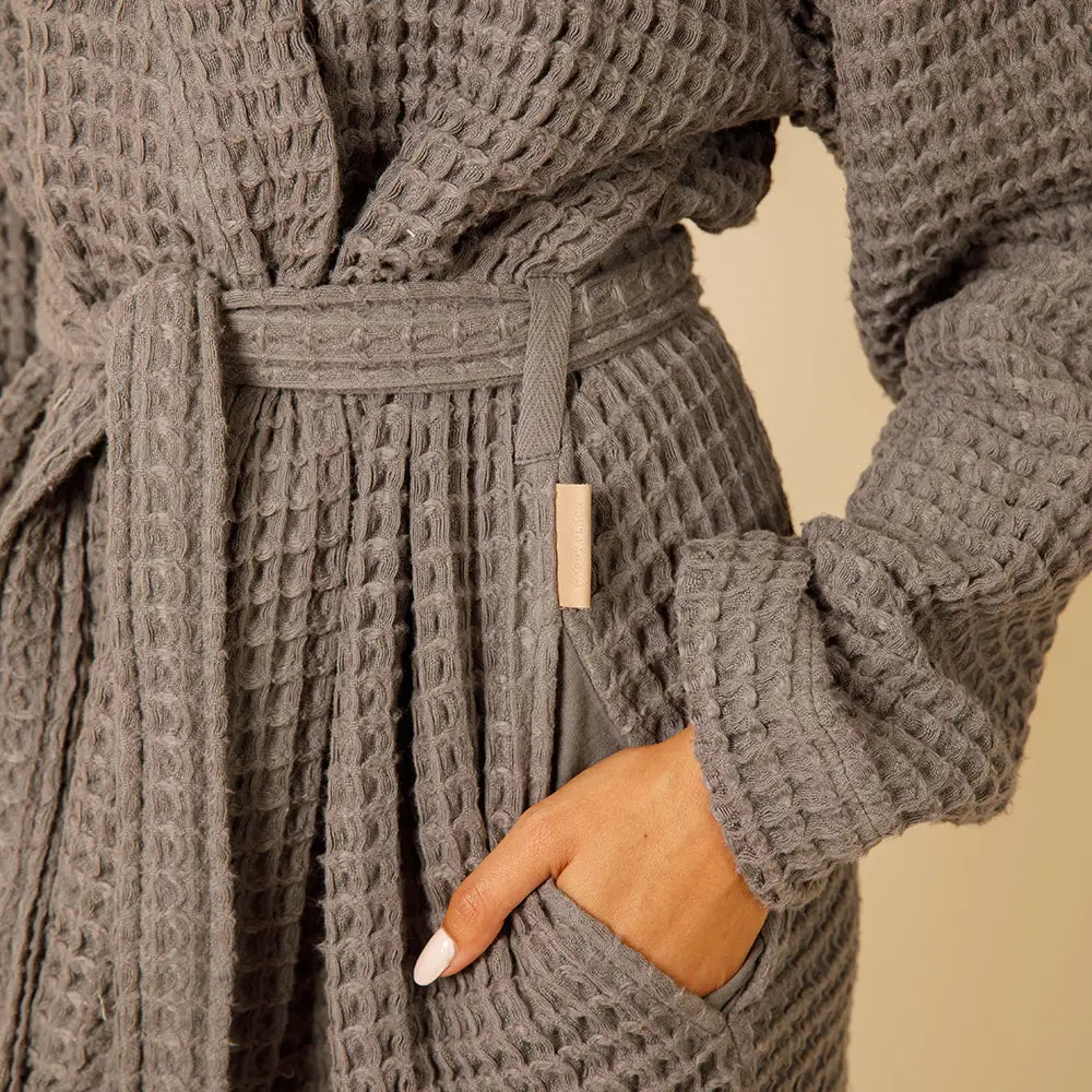 The Organic Weightless Waffle Robe - Coal