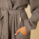 Load image into Gallery viewer, The Organic Weightless Waffle Robe - Coal
